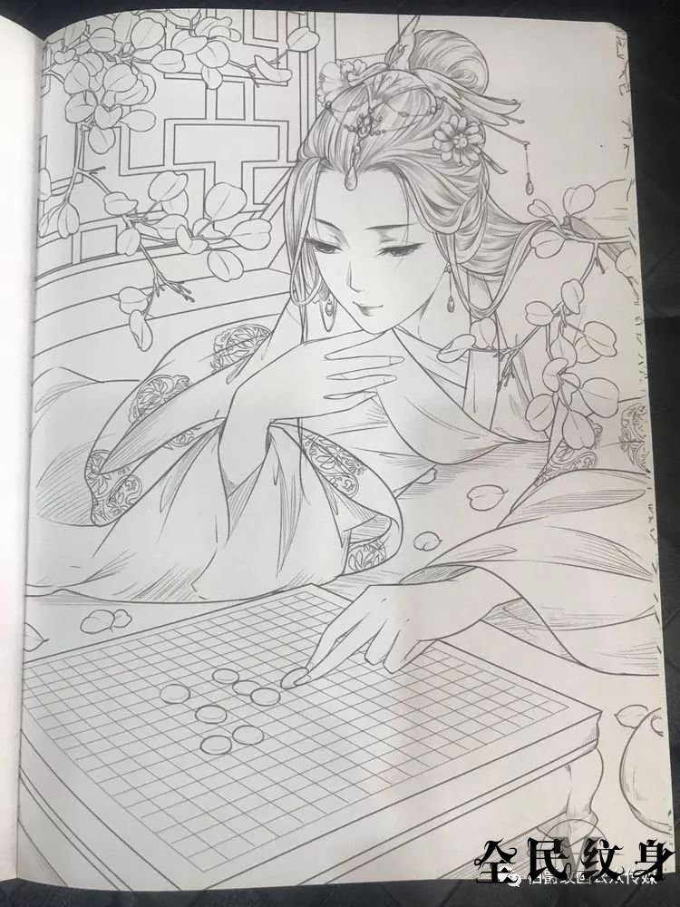 唯美古风人物美女纹身线描图集