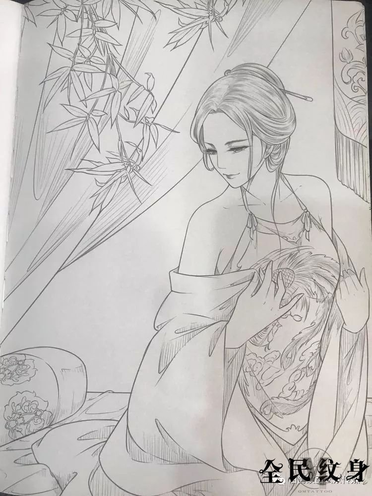 唯美古风人物美女纹身线描图集