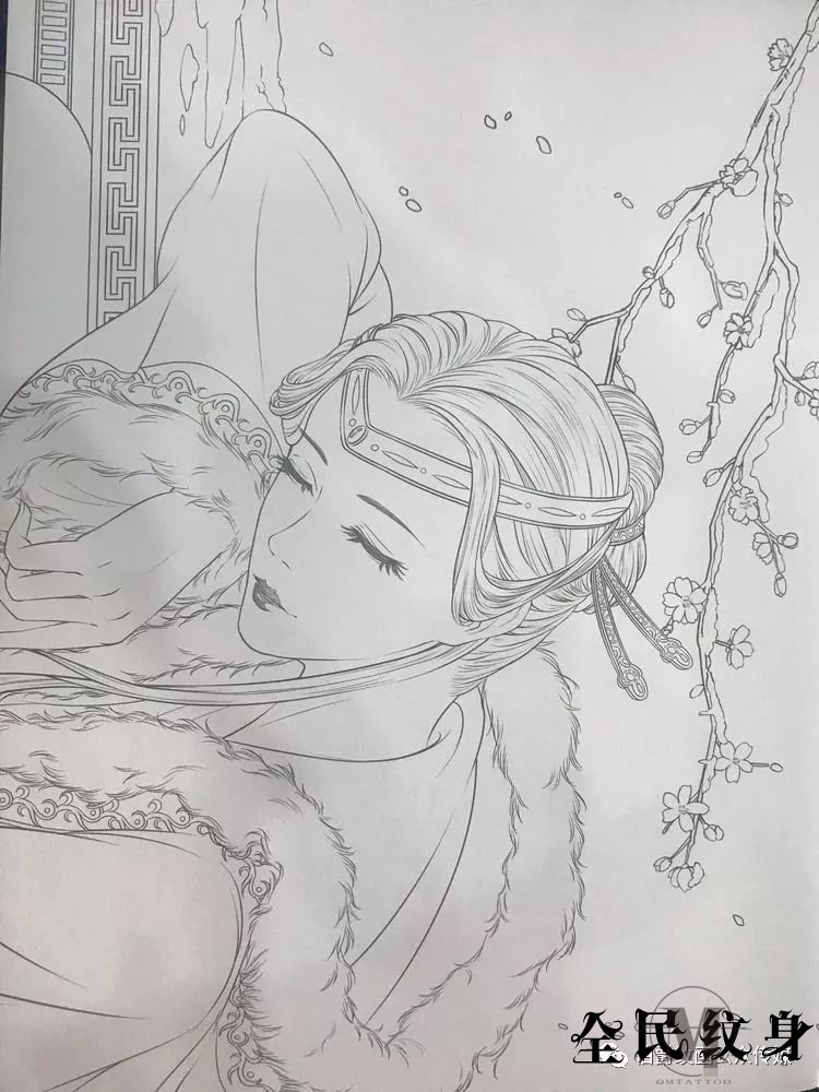 唯美古风人物美女纹身线描图集