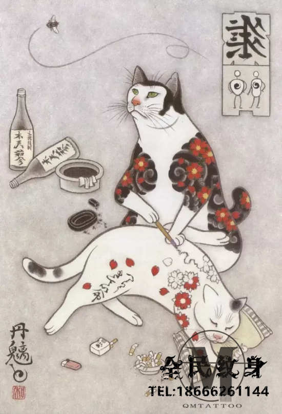 纹身,画家,猫 . 当一个纹身师和一个画家碰上猫奴 他们怎么办